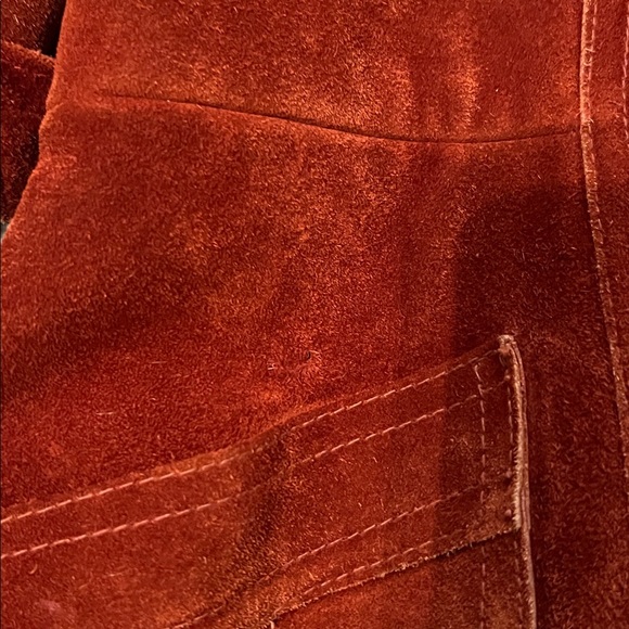 Vintage Burnt Orange Suede Leather Hooded Belted Coat, Fits XXS, Made in Uruguay - Picture 6 of 12